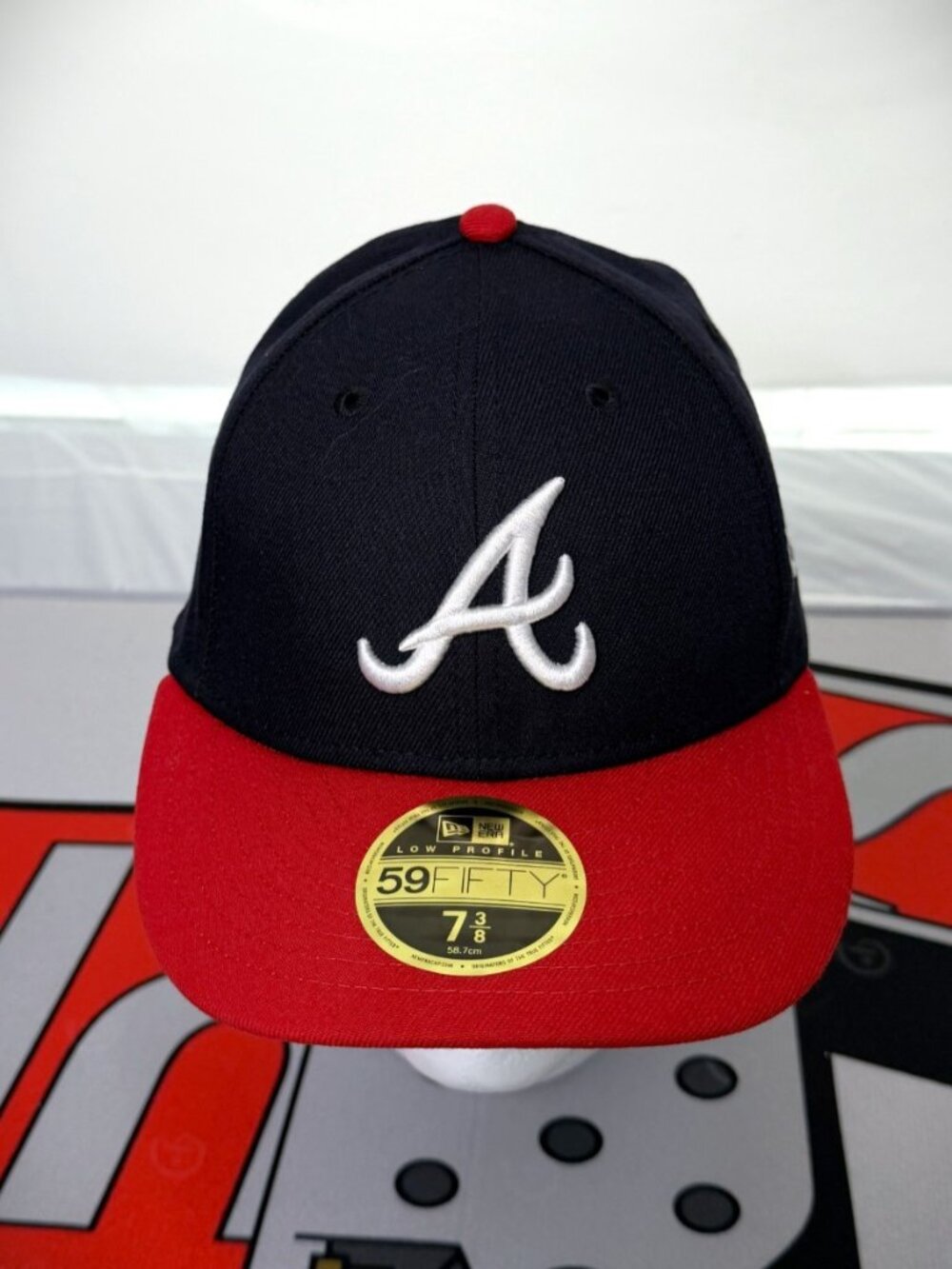 New Era 59FIFTY Atlanta Braves Navy/Red Fitted On-Field Cap en's Size 7 3/8
